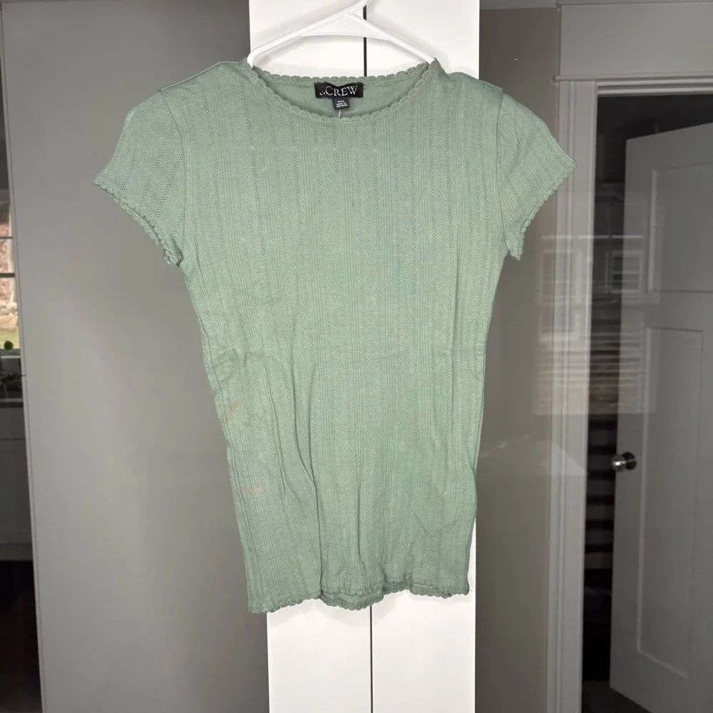 NWT J. Crew Pointelle Short-sleeve T-shirt Topiary Green